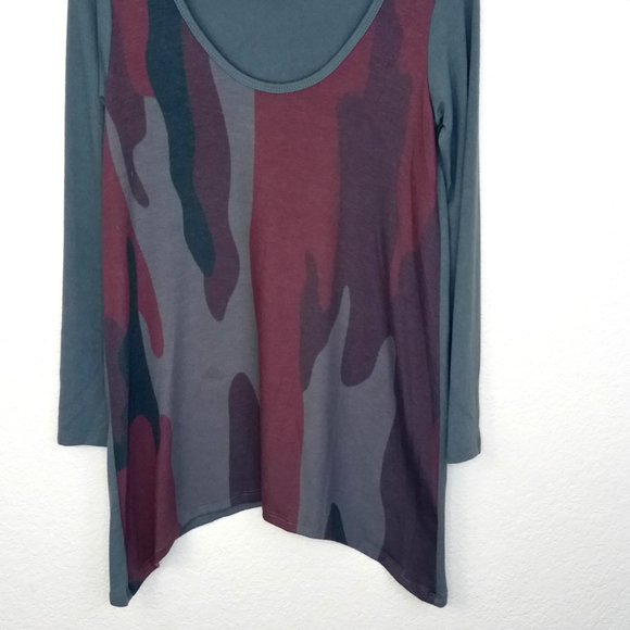 GO Couture Camo Print Long Sleeve Tunic Top Small - Picture 4 of 7